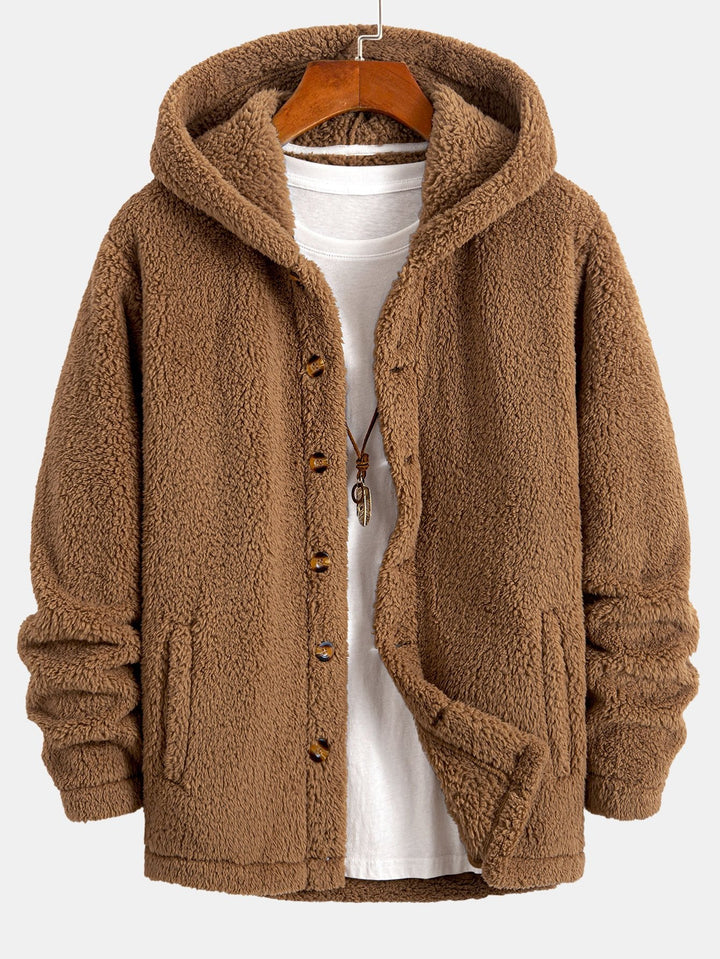 Ravo™ | Gezellige teddy-fleece jas met capuchon en knoopsluiting