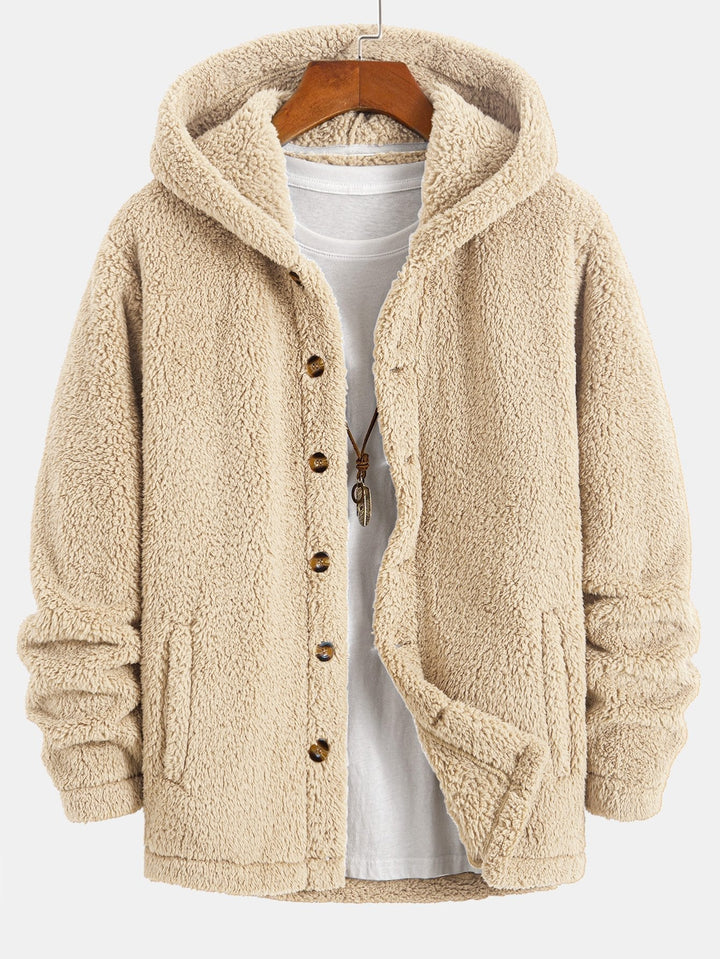 Ravo™ | Gezellige teddy-fleece jas met capuchon en knoopsluiting
