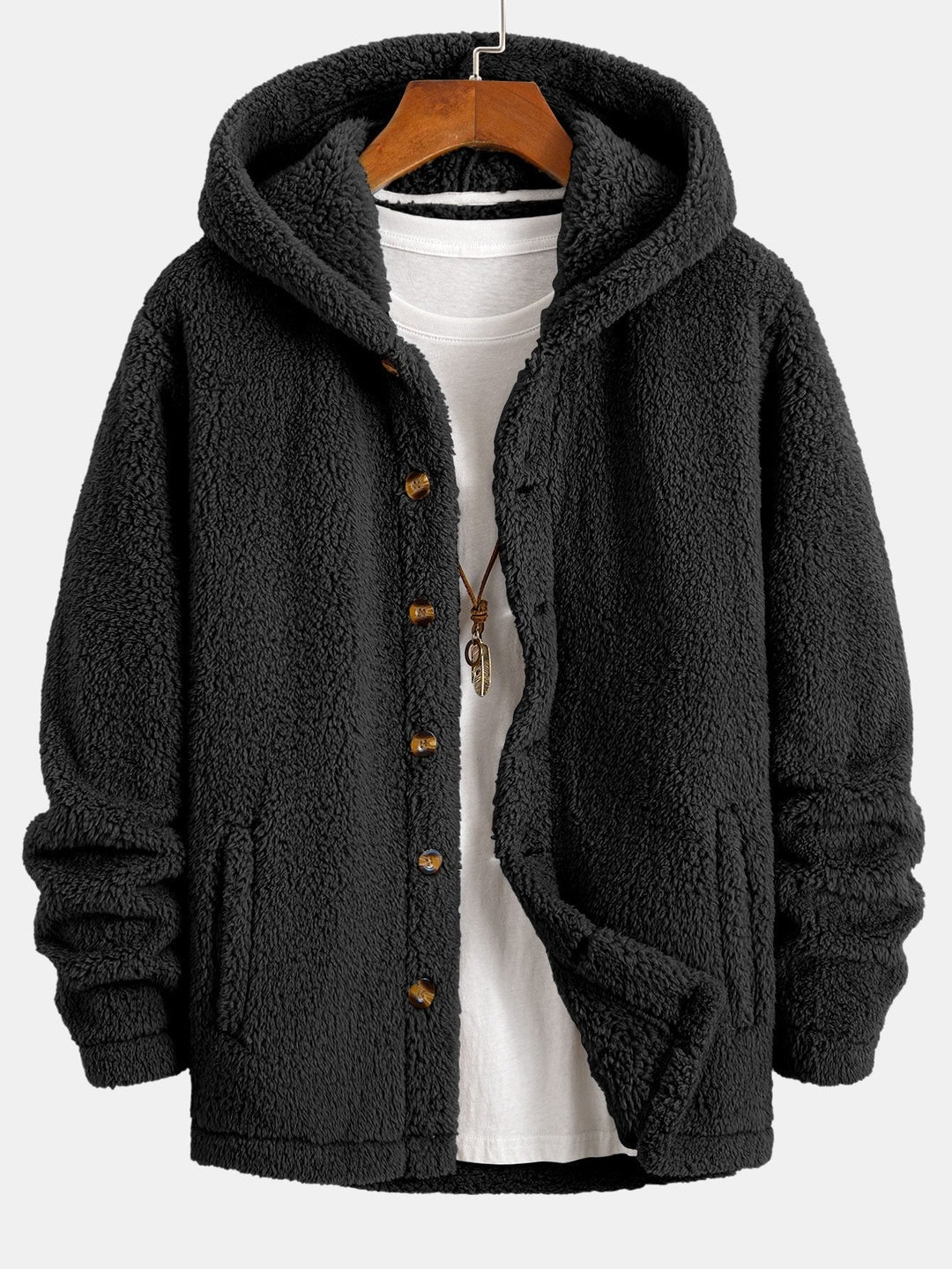 Ravo™ | Gezellige teddy-fleece jas met capuchon en knoopsluiting